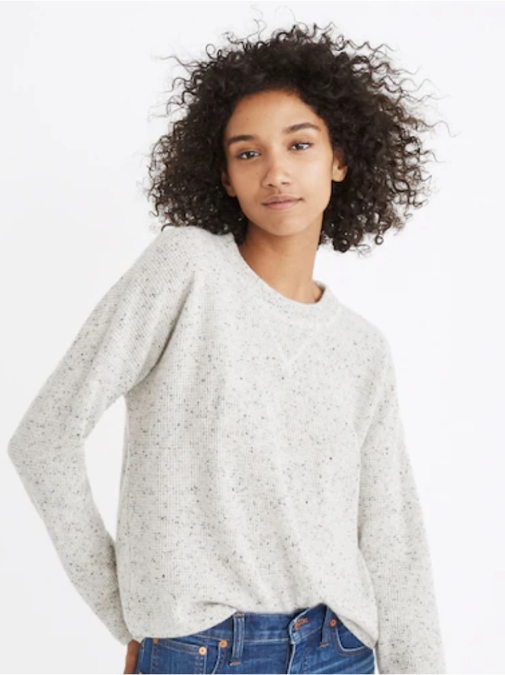 Madewell Cashmere Sweatshirt in Ash Donegal